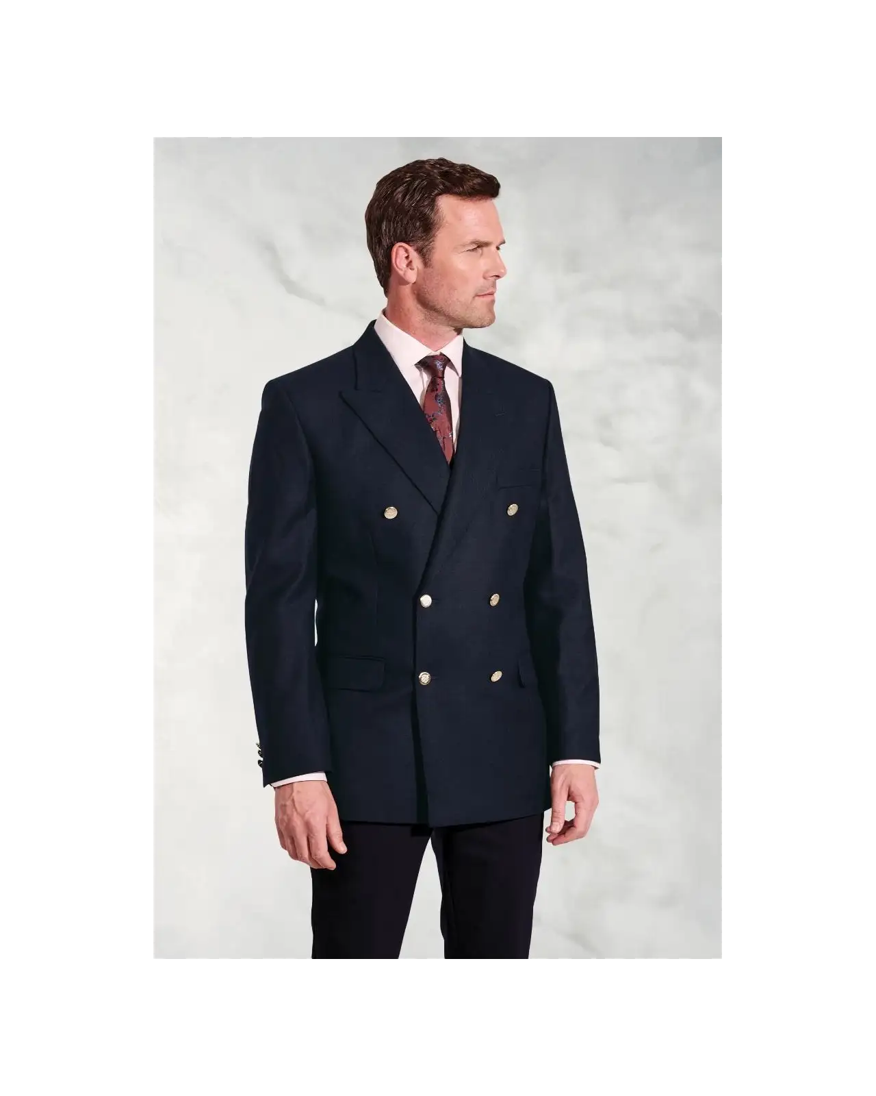 Jackets Brook Taverner Regular Fit Reigate Navy Pure New Wool Double Breasted Blazer-BT-7046A £224.00