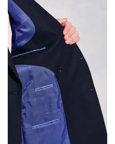 Jackets Brook Taverner Regular Fit Reigate Navy Pure New Wool Double Breasted Blazer-BT-7046A £224.00