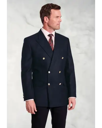Jackets Brook Taverner Regular Fit Reigate Navy Pure New Wool Double Breasted Blazer £224.00