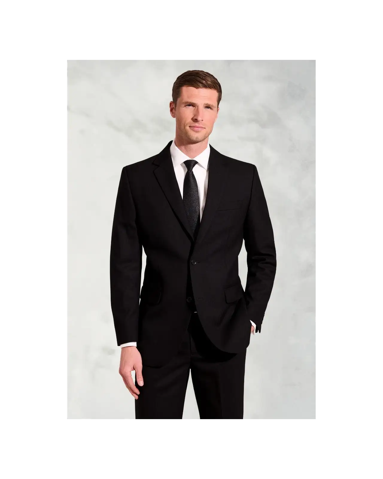 Suit Jackets Brook Taverner Regular Fit Black Herringbone Pure New Wool Lounge Jacket £224.00