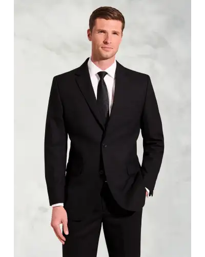 Suit Jackets Brook Taverner Regular Fit Black Herringbone Pure New Wool Lounge Jacket-BT-5702A £224.00