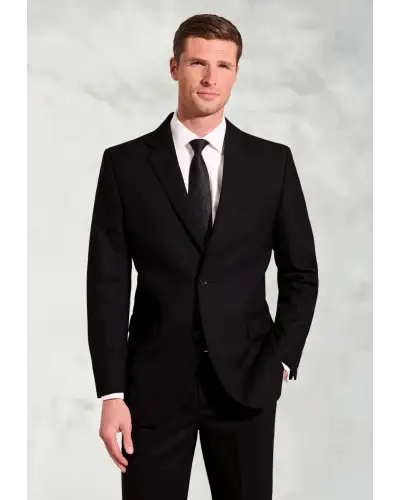 Suit Jackets Brook Taverner Regular Fit Black Herringbone Pure New Wool Lounge Jacket-BT-5702A £224.00