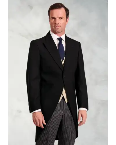 Suit Jackets Brook Taverner Regular Fit Black Pure New Wool Morning Suit Jacket-BT-5701A £269.00