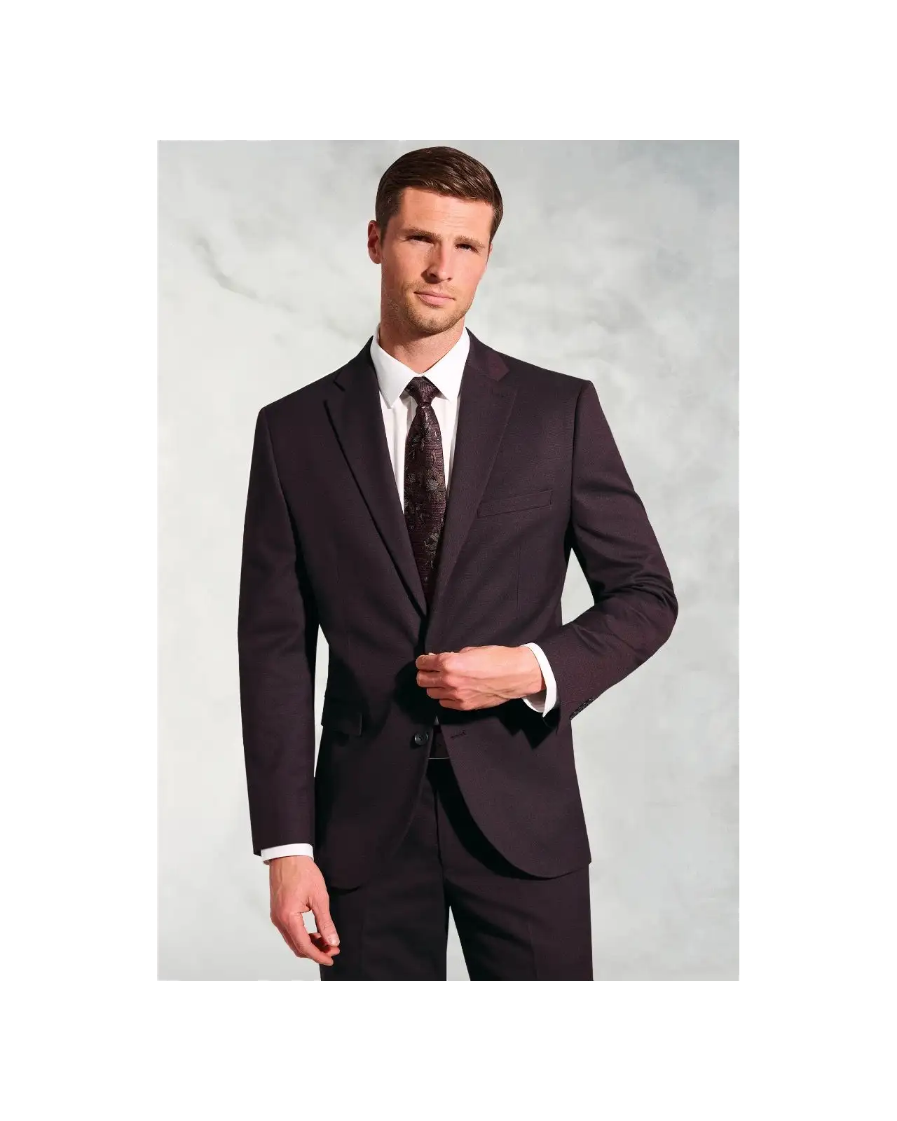 Suit Jackets Brook Taverner Tailored Fit Hansen Burgundy Flannel Suit Jacket-BT-5482AT £89.00