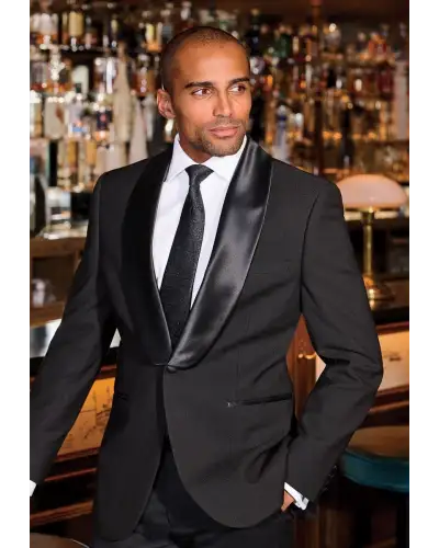 Evening Jackets Brook Taverner Tailored Fit Reilly Black Jacquard Shawl Collar Evening Jacket-BT-5473AT £116.00