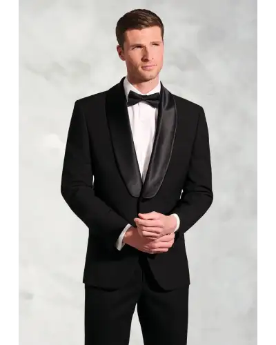 Evening Jackets Brook Taverner Tailored Fit Reilly Black Jacquard Shawl Collar Evening Jacket-BT-5473AT £116.00