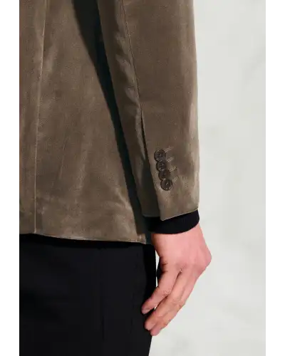 Jackets Brook Taverner Tailored Fit Carlin Taupe Velvet Double Breasted Jacket-BT-5471AT £134.00