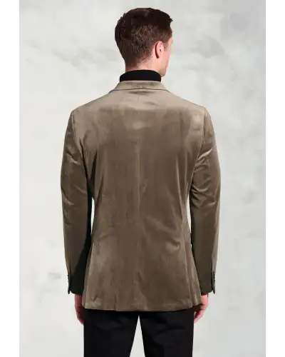 Jackets Brook Taverner Tailored Fit Carlin Taupe Velvet Double Breasted Jacket-BT-5471AT £134.00