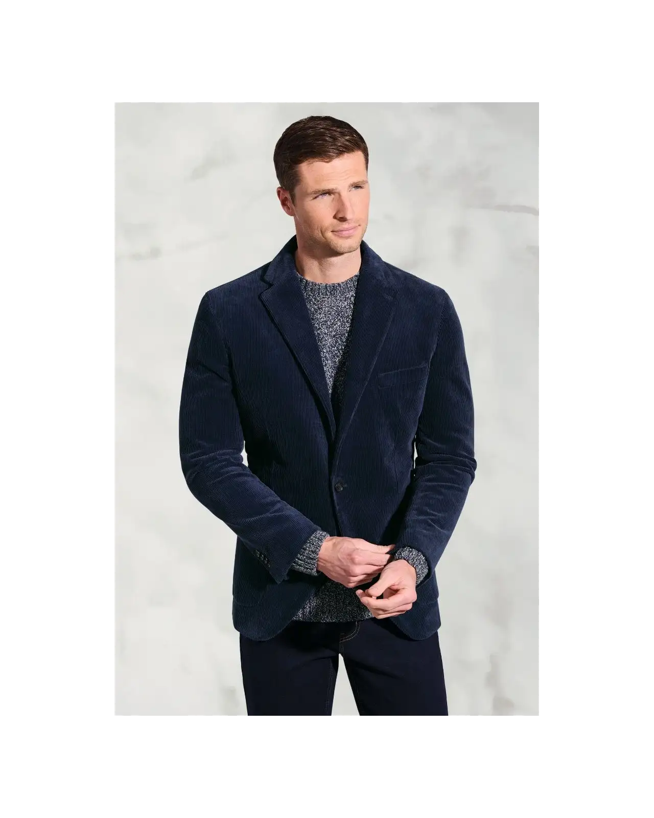 Jackets Brook Taverner Tailored Fit Kenny Navy Stretch Cotton Corduroy Jacket-BT-5469AT £116.00