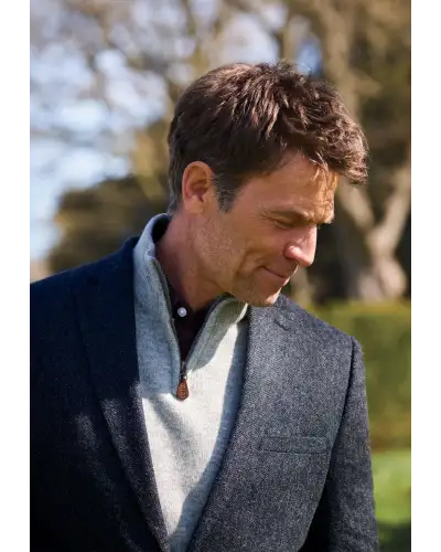 Jackets Brook Taverner Tailored Fit Froome Navy Herringbone British Wool Jacket-BT-5465AT £179.00