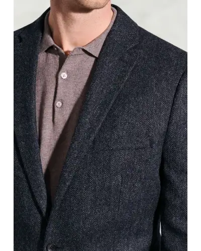 Jackets Brook Taverner Tailored Fit Froome Navy Herringbone British Wool Jacket-BT-5465AT £179.00