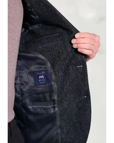 Jackets Brook Taverner Tailored Fit Froome Navy Herringbone British Wool Jacket-BT-5465AT £179.00