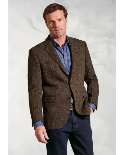 Harris Tweed Jackets Brook Taverner Tailored Fit Dumfries Brown Herringbone Harris Tweed Jacket-BT-5463A £269.00