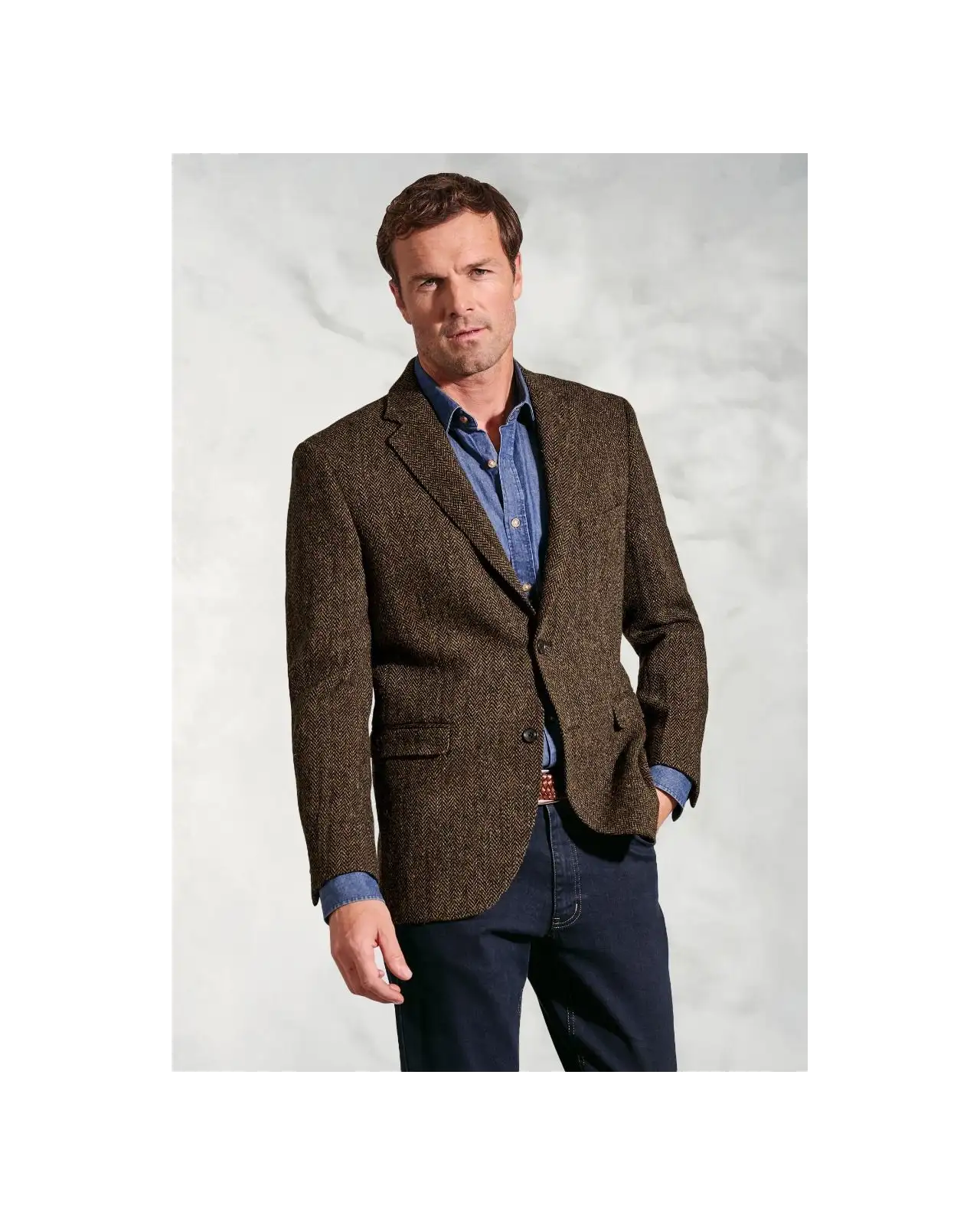 Harris Tweed Jackets Brook Taverner Tailored Fit Dumfries Brown Herringbone Harris Tweed Jacket-BT-5463A £269.00