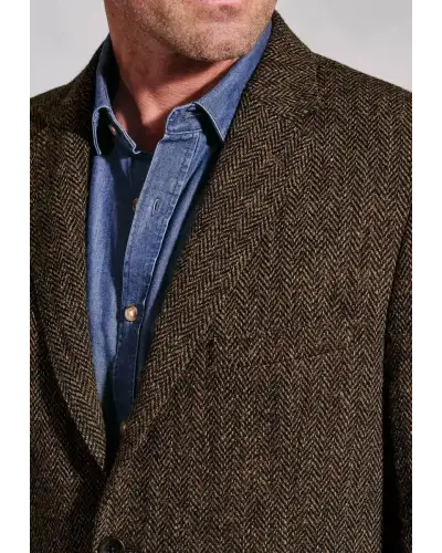 Harris Tweed Jackets Brook Taverner Tailored Fit Dumfries Brown Herringbone Harris TweedR Jacket £269.00