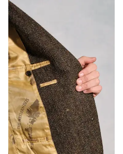 Harris Tweed Jackets Brook Taverner Tailored Fit Dumfries Brown Herringbone Harris Tweed Jacket-BT-5463A £269.00