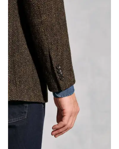 Harris Tweed Jackets Brook Taverner Tailored Fit Dumfries Brown Herringbone Harris Tweed Jacket £269.00