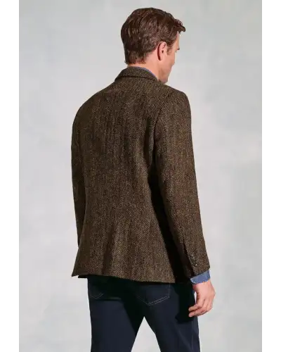 Harris Tweed Jackets Brook Taverner Tailored Fit Dumfries Brown Herringbone Harris TweedR Jacket £269.00
