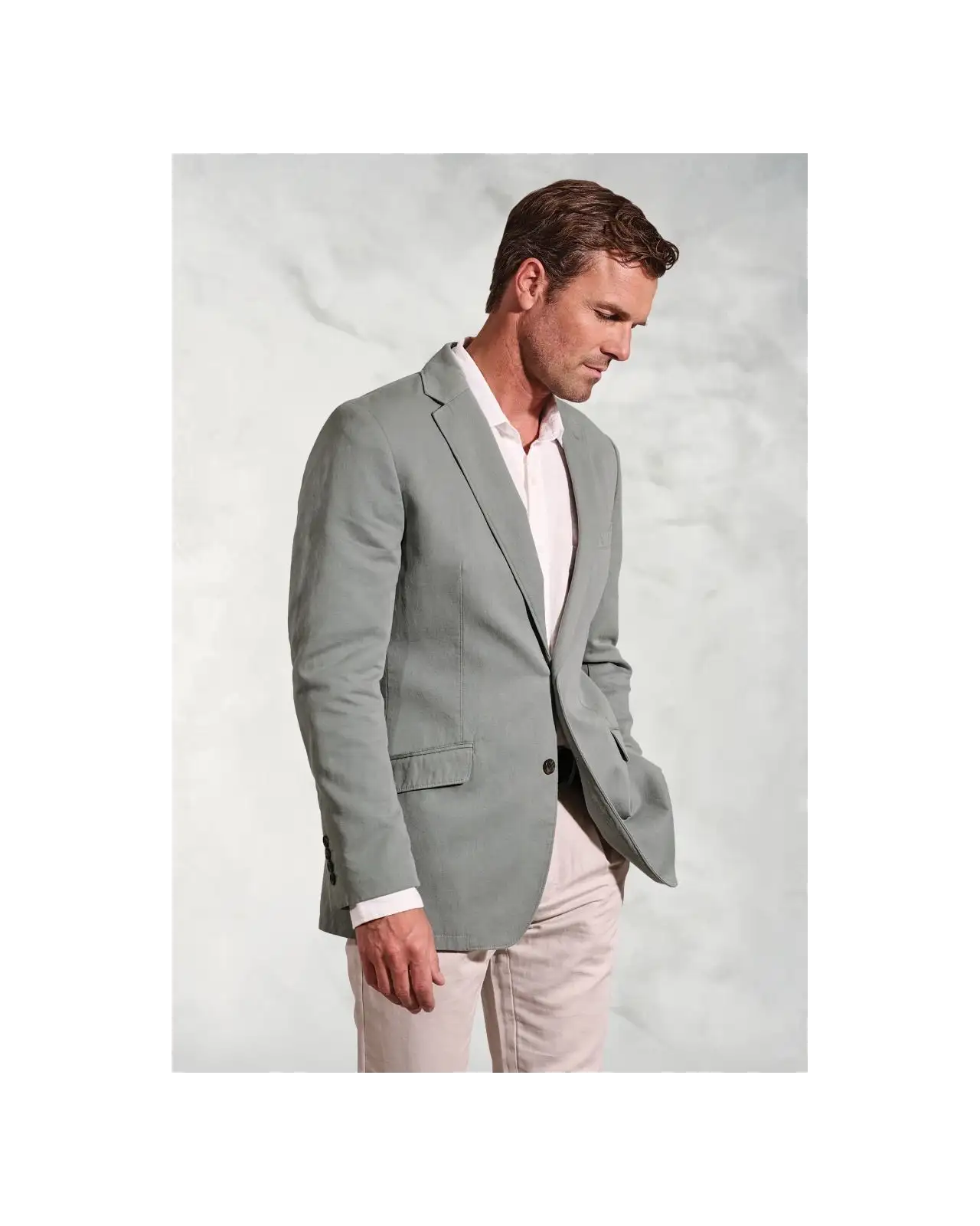 Jackets Brook Taverner Regular Fit Hemsworth Sage Washed Cotton Linen Jacket-BT-5451C £116.00