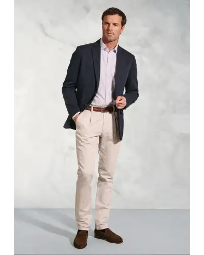 Jackets Brook Taverner Regular Fit Hemsworth Navy Washed Cotton Linen Jacket-BT-5451A £116.00