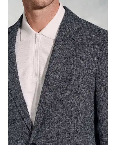 Jackets Brook Taverner Tailored Fit Dafoe Navy Textured Cotton Linen Jacket £116.00