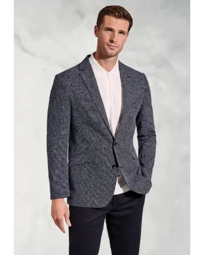 Jackets Brook Taverner Tailored Fit Dafoe Navy Textured Cotton Linen Jacket £116.00