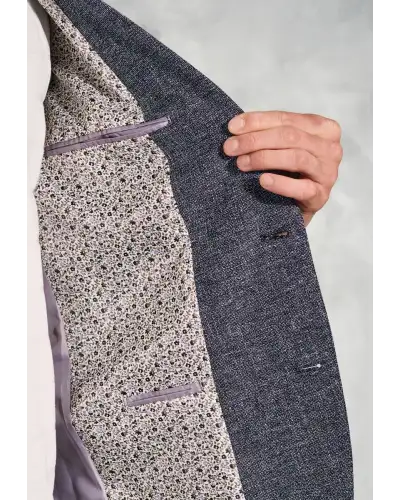 Jackets Brook Taverner Tailored Fit Dafoe Navy Textured Cotton Linen Jacket £116.00