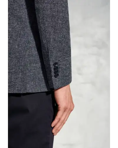 Jackets Brook Taverner Tailored Fit Dafoe Navy Textured Cotton Linen Jacket £116.00