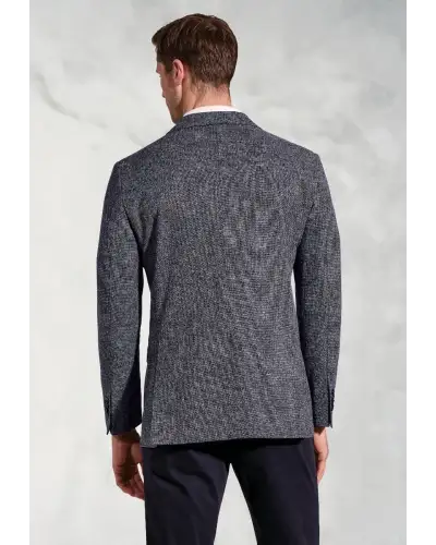 Jackets Brook Taverner Tailored Fit Dafoe Navy Textured Cotton Linen Jacket-BT-5449A £89.00