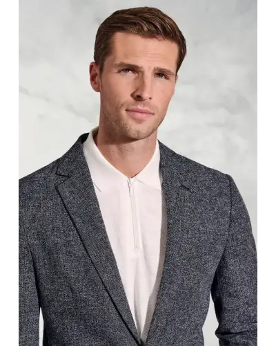 Jackets Brook Taverner Tailored Fit Dafoe Navy Textured Cotton Linen Jacket £116.00