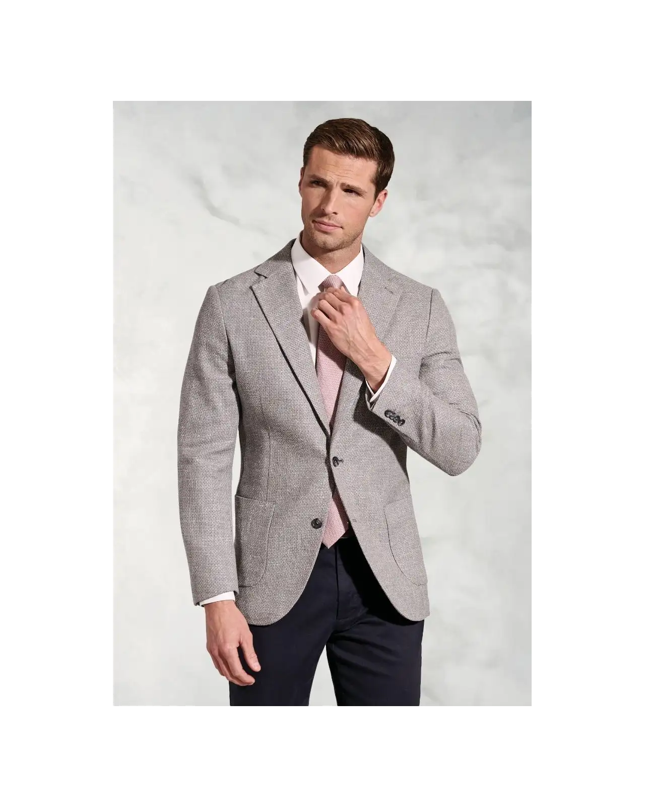 Jackets Brook Taverner Tailored Fit Lowe Silver Grey Textured Italian Linen Blend Jacket £161.00