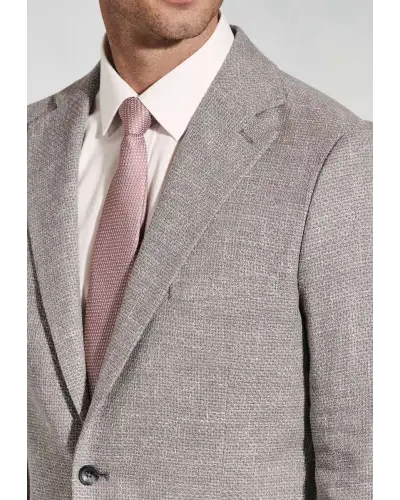 Jackets Brook Taverner Tailored Fit Lowe Silver Grey Textured Italian Linen Blend Jacket £161.00