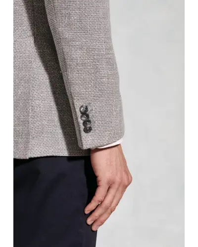 Jackets Brook Taverner Tailored Fit Lowe Silver Grey Textured Italian Linen Blend Jacket-BT-5448A £161.00