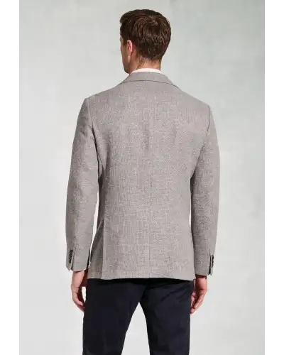 Jackets Brook Taverner Tailored Fit Lowe Silver Grey Textured Italian Linen Blend Jacket £161.00