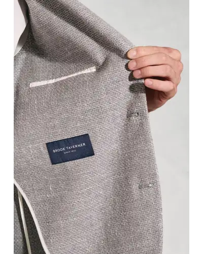 Jackets Brook Taverner Tailored Fit Lowe Silver Grey Textured Italian Linen Blend Jacket-BT-5448A £161.00