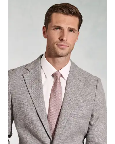 Jackets Brook Taverner Tailored Fit Lowe Silver Grey Textured Italian Linen Blend Jacket-BT-5448A £161.00