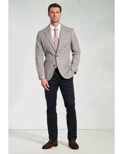 Jackets Brook Taverner Tailored Fit Lowe Silver Grey Textured Italian Linen Blend Jacket-BT-5448A £161.00