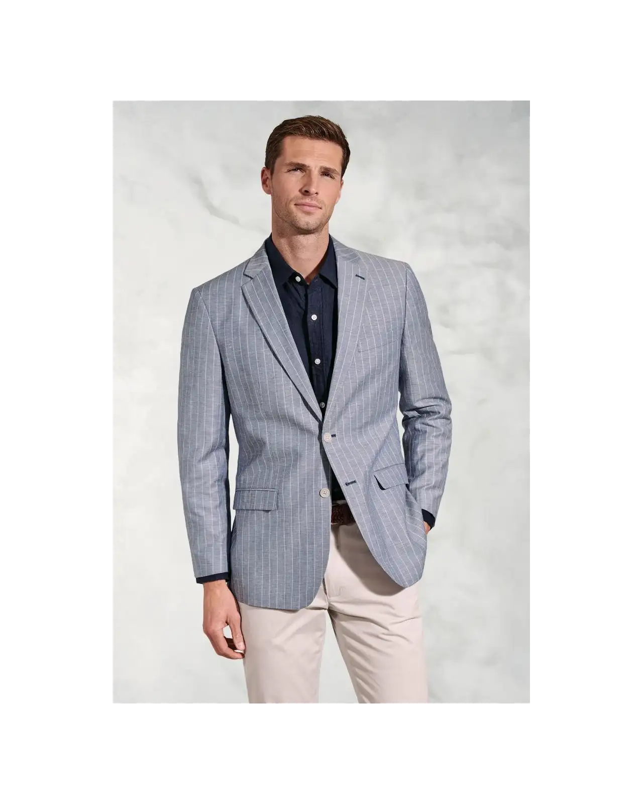 Jackets Brook Taverner Regular Fit Tarantino Blue Stripe Linen Blend Jacket £116.00