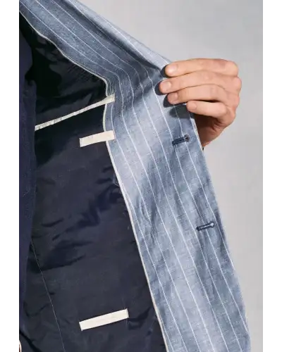 Jackets Brook Taverner Regular Fit Tarantino Blue Stripe Linen Blend Jacket £116.00