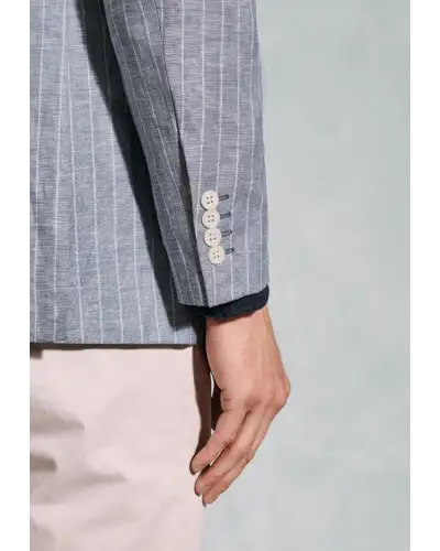 Jackets Brook Taverner Regular Fit Tarantino Blue Stripe Linen Blend Jacket-BT-5440A £116.00