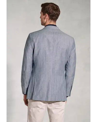 Jackets Brook Taverner Regular Fit Tarantino Blue Stripe Linen Blend Jacket £116.00