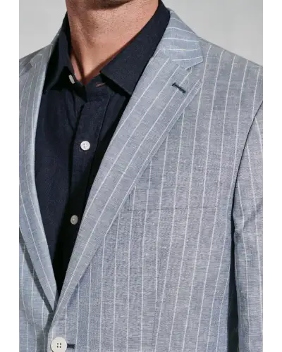 Jackets Brook Taverner Regular Fit Tarantino Blue Stripe Linen Blend Jacket £116.00