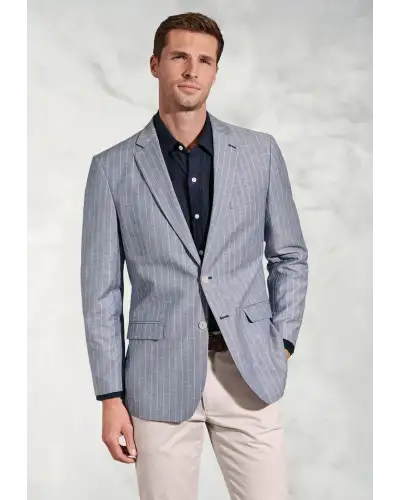 Jackets Brook Taverner Regular Fit Tarantino Blue Stripe Linen Blend Jacket-BT-5440A £116.00