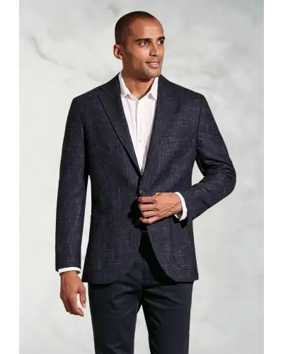 Jackets Brook Taverner Tailored Fit Dillon Navy Textured Wool Linen Jacket £161.00