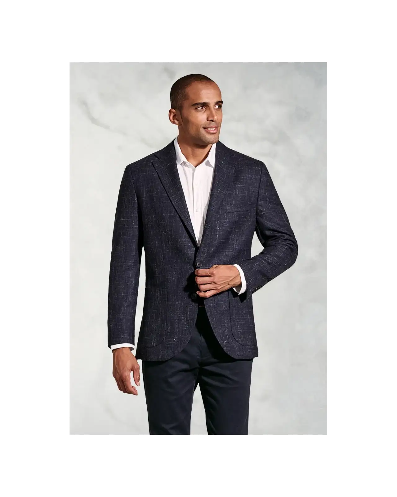 Jackets Brook Taverner Tailored Fit Dillon Navy Textured Wool Linen Jacket £161.00