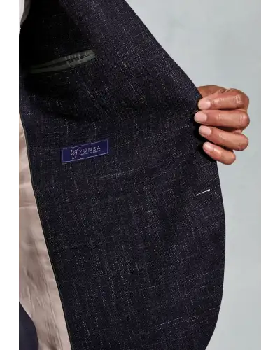 Jackets Brook Taverner Tailored Fit Dillon Navy Textured Wool Linen Jacket-BT-5436A £161.00