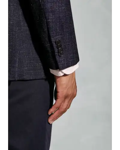 Jackets Brook Taverner Tailored Fit Dillon Navy Textured Wool Linen Jacket £161.00