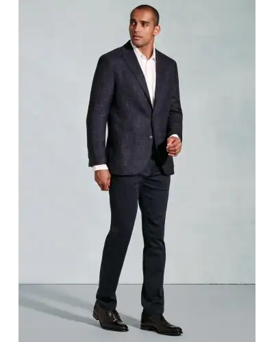 Jackets Brook Taverner Tailored Fit Dillon Navy Textured Wool Linen Jacket-BT-5436A £161.00