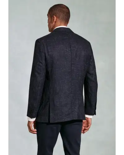 Jackets Brook Taverner Tailored Fit Dillon Navy Textured Wool Linen Jacket-BT-5436A £161.00