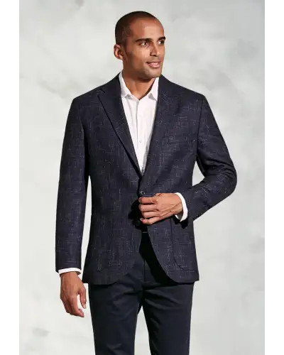 Jackets Brook Taverner Tailored Fit Dillon Navy Textured Wool Linen Jacket £161.00